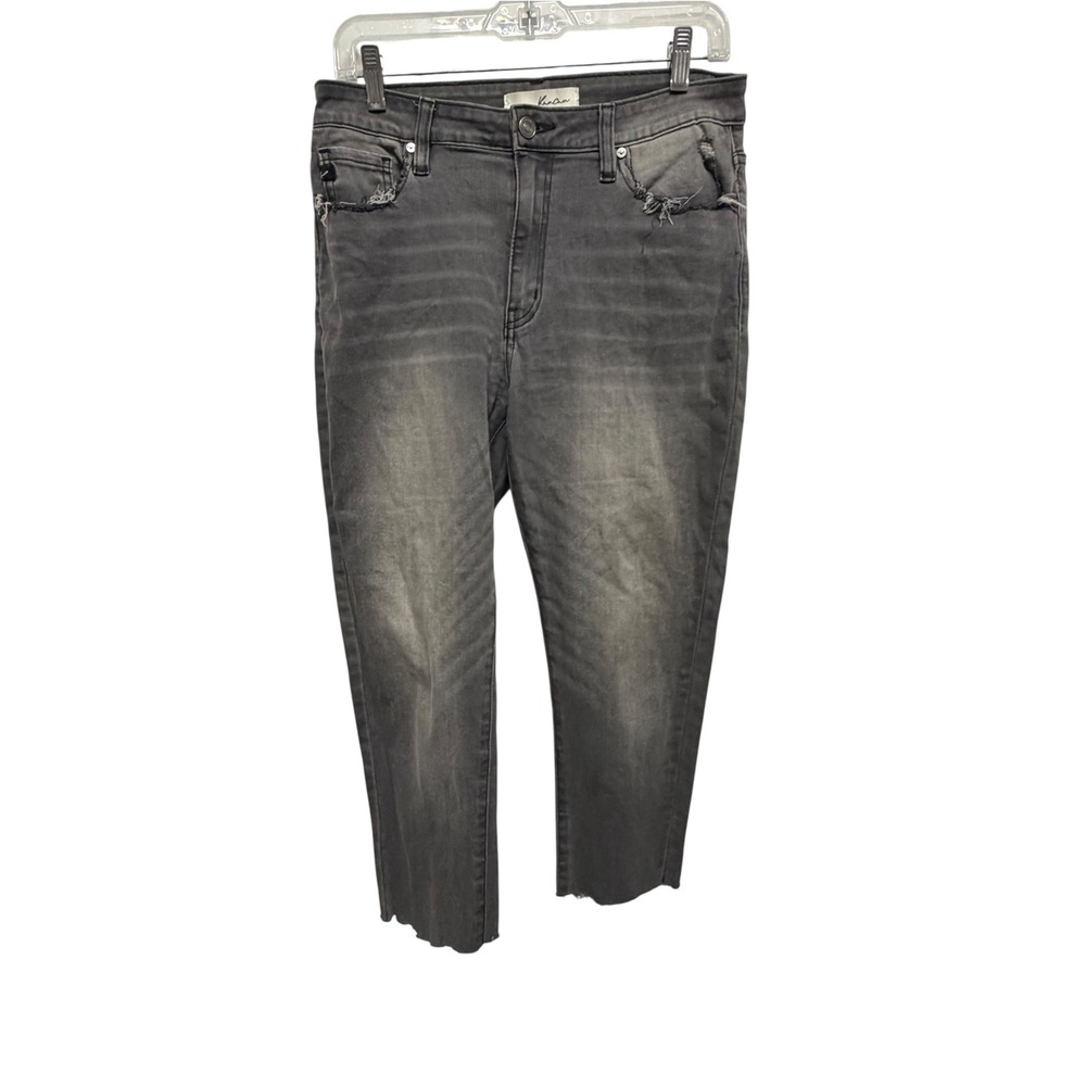 Kancan Gray Distressed Skinny Jeans Women's 11/29 Raw Hem Stretch Denim